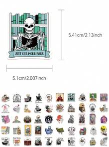 50pcs Skull Reading Stickers, Personalized And Creative, Suitable For DIY Cell Phone Cases, Guitars, Laptops, Mugs, Luggage, Skateboards, Waterproof Decoration Stickers School Supplies, Back To School