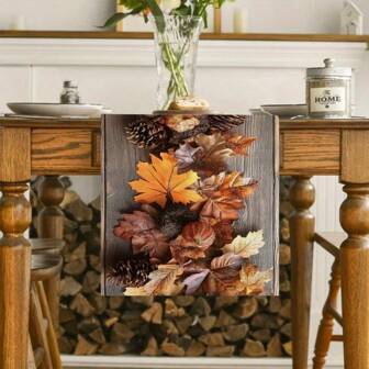 A Set Of Autumn Themed Table Runners With Maple Leaf And Pumpkin Designs, Creating A Vivid Autumn Atmosphere. Western Aesthetic Design Adds Poetic And Natural Charm To The Dining Table, Making It Suitable For Thanksgiving And Other Autumn Celebrations, Bringing Warmth And Comfort To The Home.