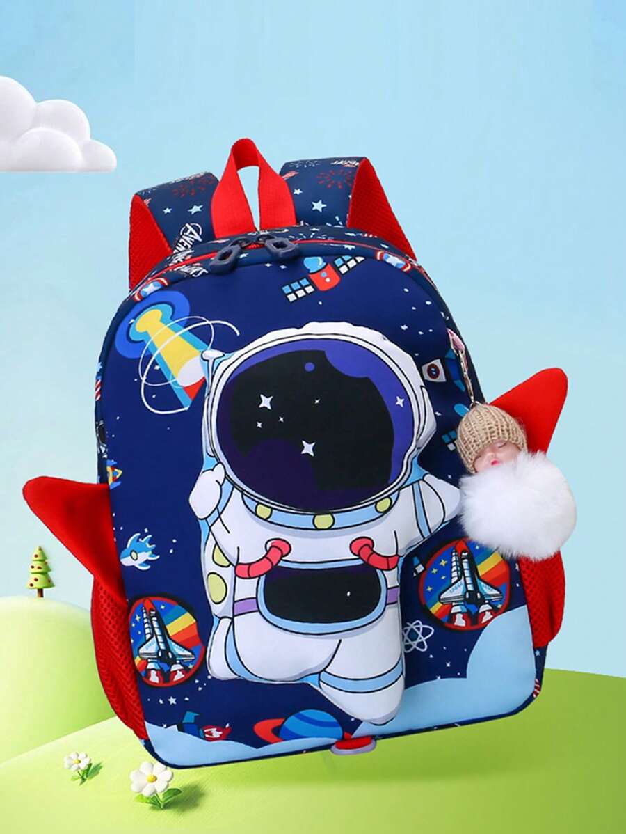1pc Summer New Astronaut Schoolbag Cute Boy Ultra-Light School Backpack Load Reduction Children's School Fashion Travel Bag Spine Protection Backpack Back-To-School Season Handbag Bag