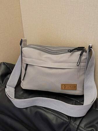 [1 个防水单肩包] 1 件 VMI 休闲尼龙单肩包，男女皆宜，可调节肩带，防水拉链单肩斜挎包，多口袋，纯色，涤纶衬里，适合购物、钱包、学院、年轻女性、大学生、初学者、白领。非常适合办公室、大学、工作、商务、通勤、户外活动、旅行和徒步旅行。