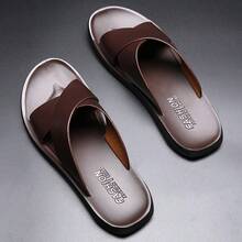 Men's Cross-Strap Sandals, Minimalist Fashion, Non-Slip & Wear-Resistant, Versatile Slippers For Home & Outdoor Casual Wear - 棕色 - 查看 2