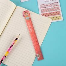 1 件动物图案 5.9 英寸尺子 - 耐用塑料，彩色花卉图案，适合办公室和学校使用