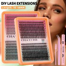 Hot-Selling 280 Clusters D-Curve Single Cluster False Eyelashes Natural Dense Segmented Grafting Cluster Eyelashes False Eyelashes Halloween Lash Clusters Lash Clusters Kit - DIY-sET-456 - View 2