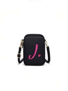 1pc Fashionable And Simple Cross-Body Walking Mini Bag, Vertical Coin Purse With Mobile Phone Pocket, Casual Travel Back To School Gift - Black - View 23