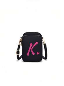 1pc Fashionable And Simple Cross-Body Walking Mini Bag, Vertical Coin Purse With Mobile Phone Pocket, Casual Travel Back To School Gift - Black - View 27