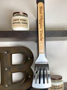 Customized BBQ Spatula,Custom Barbecue Tools With Text, Custom Wooden Handle Stainless Steel Spatula, Super Dad - Personalized Fun Grill Spatula For Fathers, Grandfathers - Sturdy Spatula,Reusable,Easy To Clean,Anti-Mold,Stainless
