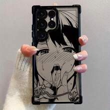 Anime Girl Phone Case For  Galaxy S25 S24 S23 S22 S21 FE Ultra Plus 4G 5G, Anti-Drop Transparent Soft Back Cover - màu đen - Xem 8
