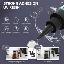 1PC UV Resin 30g/60g/100g/200g/300g/500g - Upgraded Hard Type Crystal Clear Ultraviolet Curing UV Epoxy Resin For Craft Jewelry Making Art Decorations, Earrings, Necklace - Fast Curing And Low Odor Transparent Solar Cure Sunlight Activated Thin Resin