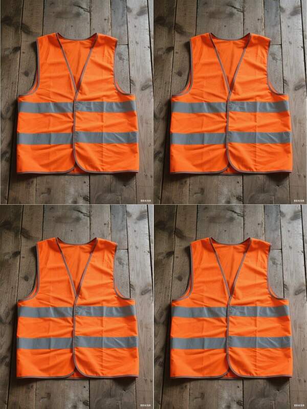 4 piezas Chaleco reflectante de alta visibilidad, apropiado tanto para hombres como para mujeres - Mezcla de algodón resistente, mejora la visibilidad en obras de construcción y actividades al aire libre