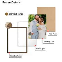 1 Pc, Custom Photo, Polished Plexiglass Wooden Frame,Customize Your Wedding Commemoration, Precious Memories,Personalized Canvas Printed Poster Art, Perfect For Families, Couples, Pets' Memories, And A Perfect Gift For Anniversaries