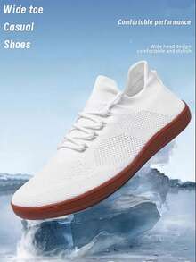 Wide-Toe Walking Shoes, Lightweight Casual Shoes, Suitable For Weekend Leisure Sports Gatherings, Simple Barefoot Shoes With Zero Drop Soles, Comfortable Wide Sports Shoes - White - View 1