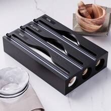 1 件竹制保鲜膜分配器，竹制厨房收纳盒，铝箔和保鲜膜储物盒，适用于厨房