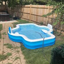 102.3 Inches/118.1 Inches 31 Gauge Thick Sturdy Large Bright Spacious Adult Size Family Inflatable Swimming Pool - And Robust Structure, Easy And Quick To Set Up, Perfect For Summer Parties, Festivals And Family Gatherings Entertainment And Relaxation Outdoor Activities - 120*110*18 in四角充氣泳池 - 查看 3
