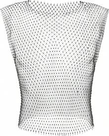 Men's Rave Outfit Sheer Rhinestone Top Sleeveless Tanks Crop Top Fishnet Vest Music Festival Shirthalloween - Black-top - View 1