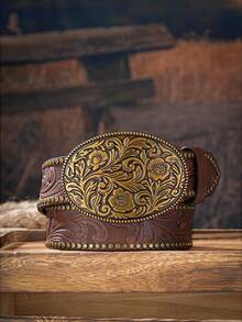 1 条女士西式 PU 皮带（含打孔工具）秋季、秋季、万圣节 - 金黃色 - 查看 9