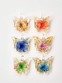 1/6 piezas Decoración aleatoria multicolor de cerámica esmaltada pintada a mano con margaritas y mariposas, adecuada para manualidades de joyería, colgantes, collares, aretes, llaveros, cadenas de teléfono, regalo para familia, parejas y amigos