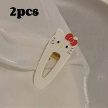 Sanrio 2pcs Cute Cartoon Sanrio Kitty Cat & ABC Resin Anti-Slip Strong Clips, Sweet Korean Style Girl, Big Size Hair Clips, Ideal For Girlfriend, Birthday, Christmas Gifts, Daily Essential