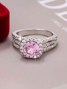 خاتم زركونيا اصطناعي أنيق، رمز للحب عصري، مناسب للذكرى السنوية وحفلات