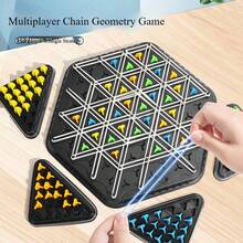 2-4 Player Hexagon Triagonal Chain Board Game Toy, Rubber Band Triangular Geometric Chain Chess, Strategy Battle, Suitable For Family Gathering And Leisure Entertainment - Black - View 4
