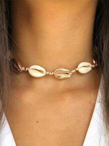 1pc Boho Turquoise Starfish And Pearl Woven Women Long Necklace, Suitable For Beach Vacation Wear