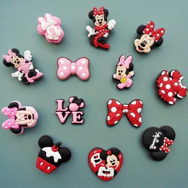 Disney 40/20/10/5pcs Mickey Mouse Hole Shoe Flower Charm Shoe Decor DIY Accessories, Snap Button Embellishment Shoe Lace Decoration