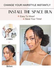 Synthetic Afro Puff Hair Bun Kinky Curly Ponytail Clip-In Extensions Updo Hairpieces For Women Daily Party Use