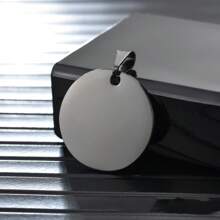 定制宠物狗/猫牌项链吊坠，不锈钢圆形个性化姓名、生日、电话号码、宠物防丢身份牌，DIY雕刻圆盘