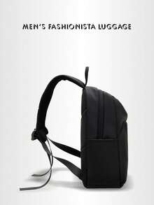 1 件休闲纯色背包，适合男士，可容纳 13 英寸笔记本电脑，旅行/书包，黑色 - 黑色 - 查看 6