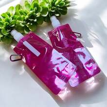 KIT 2 PIECES Foldable, Flexible And Reusable Squeeze Water Bottle - PINK - View 4