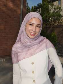1 件印花头巾，优雅简约清新设计女式围巾，轻便头巾适合日常佩戴、祈祷（Abaya）、所有季节 - 淺粉紫色 - 查看 4