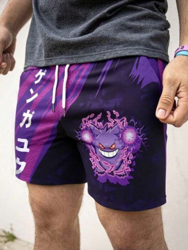 pokemon Men's Summer Casual Cartoon Printed Shorts