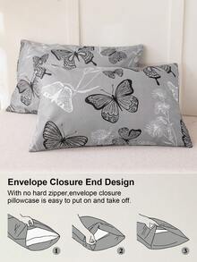 3pcs Butterfly Pattern Bedding Set (1 Duvet Cover And 2 Pillow Shams), Soft And Skin-Friendly, Suitable For All Seasons - Multicolor - View 7