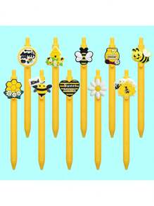 5 kleine Bienen Serie Kugelschreiber, 0,5 mm gelber Stift Kern, vielfältig kreativ gestaltet, dreidimensional, süß und drückbar. Büromaterial geeignet für tägliche Büroarbeit und Schulstudie, perfektes Geschenk für Studenten und Freunde, Geschenk zur Schulanfang und Abishaison