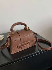 高品质迷你方形手提包，时尚纯色便携式化妆包，女士钱包