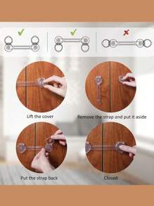 2/4pcs Safety Cupboard Door Lock, Anti-Pinch Drawer Lock, Safety Cabinet Locks, Proofing Latches, Anti-Pinch Drawer Locks, Transparent Lowered Safety Locks,For Fridge Cabinets Drawers Toilet Easy Install No Tools Needed, Adjustable Strap, Halloween, Valentine's Day, Christmas, Thanksgiving Gifts