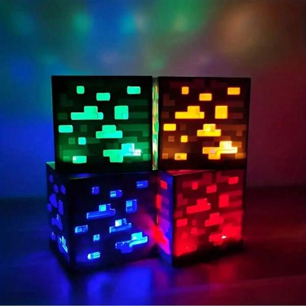 PETALOVE 1 pezzo Luce a blocchi per camera da letto, luce a cartoni animati impilabile a LED, luce notturna a LED, luce di atmosfera decorativa, compagno del sonno luce notturna, luce notturna ricaricabile a LED, lampada a sospensione creativa da miniera, nuova luce creativa e fresca, ideale per decorazione, casa theater, decorazione della stanza, regalo perfetto