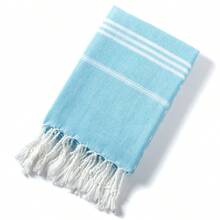 1pc Towel, Quick-Drying, Anti-Sand, Absorbent Beach Towel With Striped Tassel