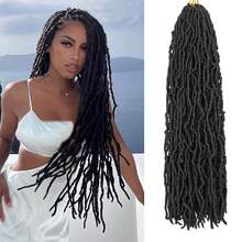 18/24/30/36 Inch 1 Pack 12 Strands Soft Locs Crochet Hair , For Natural Butterfly Locks Style Crochet Hair, Burgundy Curly And Pre-Looped Faux Locs Crochet Hair (1Pack, 1B) - Black - View 12