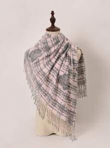 1pc Flower Print Casual Polyester Scarf, Suitable For Winter