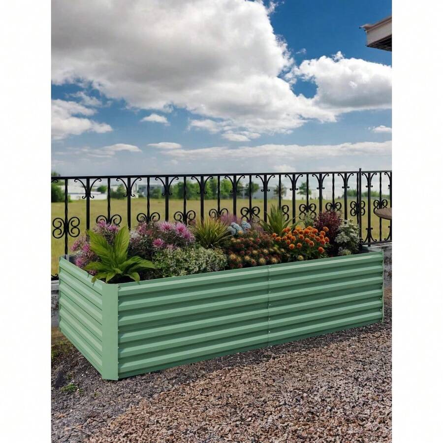 mteryoing Galvanized Raised Garden Bed,Deep Root Planter Box For Vegetables,Flowers,Herbs-Large Metal Raised Garden Bed Kit Outdoor - Green-6 * 3 * 2ft - 查看 1