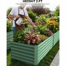 mteryoing Galvanized Raised Garden Bed,Deep Root Planter Box For Vegetables,Flowers,Herbs-Large Metal Raised Garden Bed Kit Outdoor - Green-6 * 3 * 2ft - 查看 3