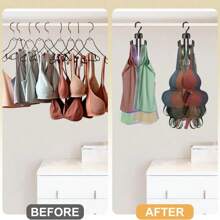 2pcs Tank Top Hanger, Rotatable Bra Hangers For Closet Organizer, Space Saving Plastic Wardrobe Organizer, Multi Functional Display Rack, Rotating 8 Hooks Plastic Wall Hanger Organizer, Suitable For Underwear, Bags, Scarves,Clothing, Tie And Belt Storage Hook, Home Life Storage, Home Storage, Household Items, Bedroom Accessories, Accessory Storage