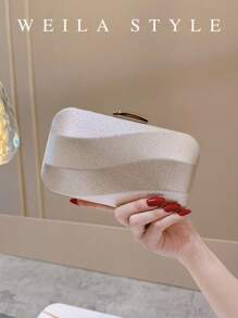 Minimalist Rose Gold PU Leather Clutch Bag, Solid Color Luxury Women's Handbag For Evening Party, Wedding, Banquet, High-End Fashion Lady Purse, Formal Dress Envelope Bag, Versatile Elegant Box Bag, Shoulder/Crossbody Chain Bag, Adult Birthday, Cocktail Party, Small Purse, Fashionable Socialite Style