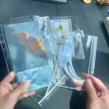 5pcs A5A6A7M5 Multi Size Transparent Binder Storage Bag PVC Material Is More Transparent And More Durable No Slider Design Can Hold More Supplies Can Be Used As A Money-Saving Plan Bag Stationery Bag Document Storage Bag School Season Home School Supplies