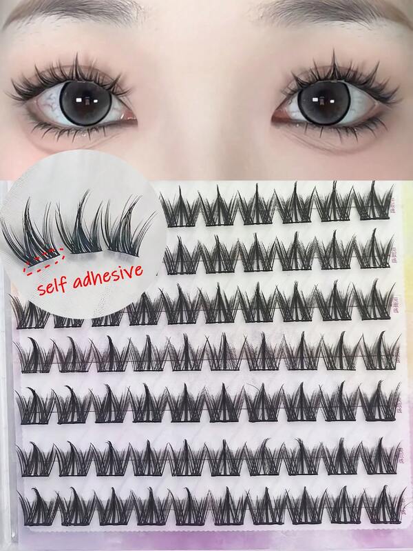 100pcs 10-Row High Capacity Slouchy 3-In-1 Natural Everyday Cartoon Beginner False Eyelashes Without Glue