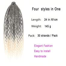 Aipin 4 In 1 Dreadlock Extensions Single Ended 24 Inch Mixed Set Handmade Hippie Dreads 30 Strands, Straight & Deep & Box Braid & Twist Options For All Hair Types - Multicolor - View 5
