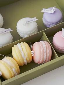 1 pièce Bougie décorative artisanale en forme de macaron, cadeau de mariage et de nouvel an, décoration de chambre, cadeaux - Multicolore - Voir 8