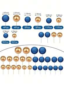 72 Stücke mehrfarbige Schaumstoff Kugeln als Kuchentoppers, Schaumstoff Kugel Kuchendekorationen, Mini Kugel Kucheneinlagen, gemischte Packung in verschiedenen Größen und Farben, geeignet für Geburtstagskuchendekorationen, Taufkuchendekorationen, Hochzeitstortendekorationen, geeignet für DIY (blau, gold, schwarz, rot, lila, rosa, etc.)