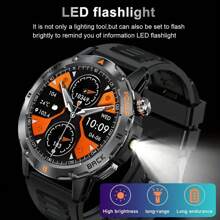 GUHUAVMI 1pc Outdoor Sports Smart Watch, 1.53inch HD Screen, With LED Flashlight, Wireless Call, Info Push, Compass, Heart Rate/Sleep Monitoring, Fitness Tracker Smartwatch, IP67 Waterproof Watch For Men Women, Suitable For Android IOS