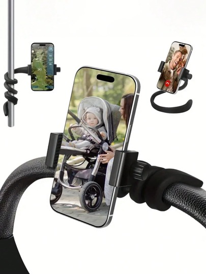 Exible Silicone Phone Holder For Strollers, Portable Selfie Stick Goose Neck, Adjustable Arm Clamp, Suitable For Treadmills, Bicycles, Desks, Cars, And Shopping Carts